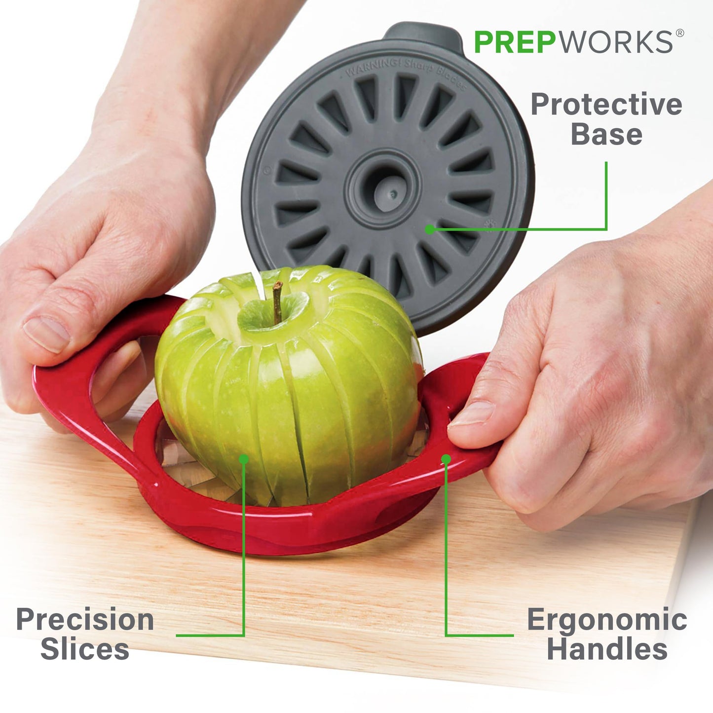 PrepWorks Dishwasher Safe Apple Slicer and Corer – 16-Slice Thin Apple Cutter with Safety Cover