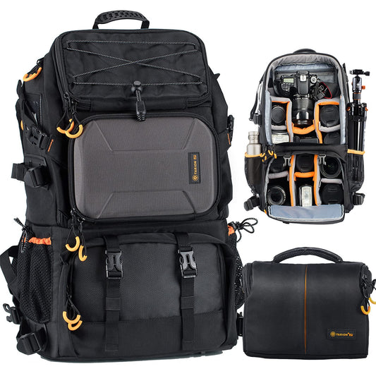 TARION Large Waterproof Camera Backpack - 2 in 1 Professional Camera Bags for Photographers with 15.6" Laptop Compartment & Raincover & Tripod Holder (PB01)