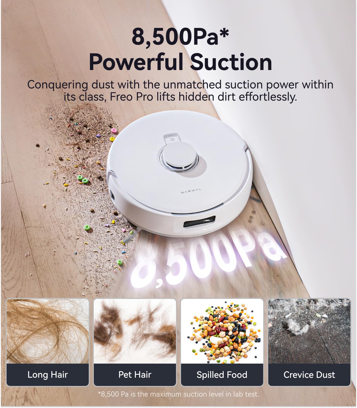 NARWAL Freo Pro Robot Vacuum and Mop Combo, Tangle Free Robot Mop, 8500Pa Powerful Suction, Self-Emptying, Auto Mop Washing, Auto Drying, Obstacle Avoidance, Ideal for Pet Hair and Hard Floor