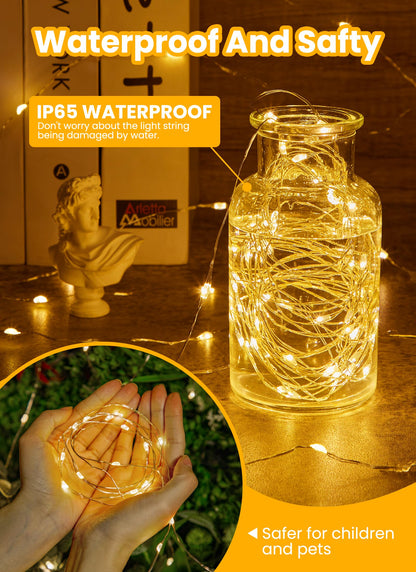 Minetom Fairy Lights with Remote, 66 Feet 200 Led Firefly String Lights Plug in for Bedroom Home Wall Ceiling Christmas Tree Wreath Craft Wedding Party Indoor Outdoor Decoration, Warm White