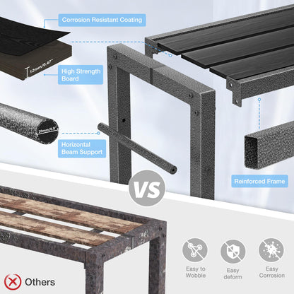 Mr IRONSTONE Outdoor Bar Table 53'' Patio Table Pub Height Dining Table with Waterproof Top and Hammer Finish Stand for Hot Tub, Garden, Backyard