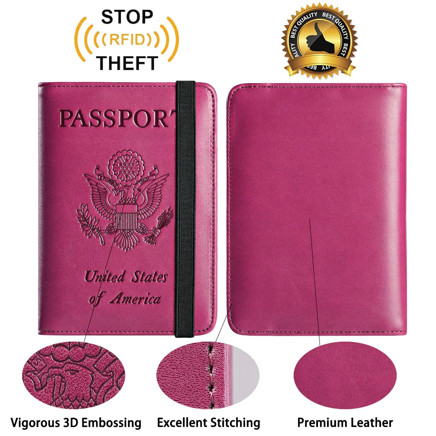 Passport Holder Cover Wallet Travel Essentials RFID Blocking Leather Card Case International Must Haves Travel Accessories for Women Men(101#Purple)
