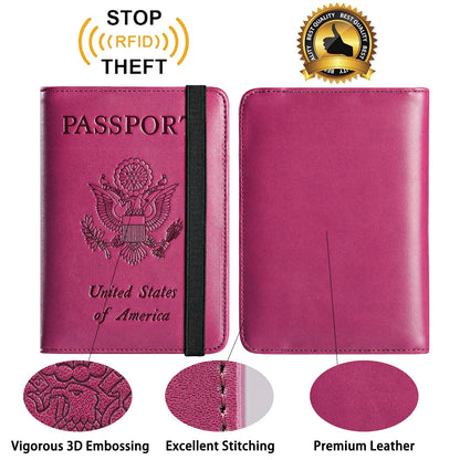 Passport Holder Cover Wallet Travel Essentials RFID Blocking Leather Card Case International Must Haves Travel Accessories for Women Men(101#Purple)