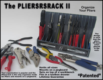 Plyworx Pliersrack PLR15 Plier Organizer - Sturdy Plastic 15 Pliers Holder For Tool Box or Pegboad Organization, Plier Rack Tool Organizers For Toolboxes And Storage