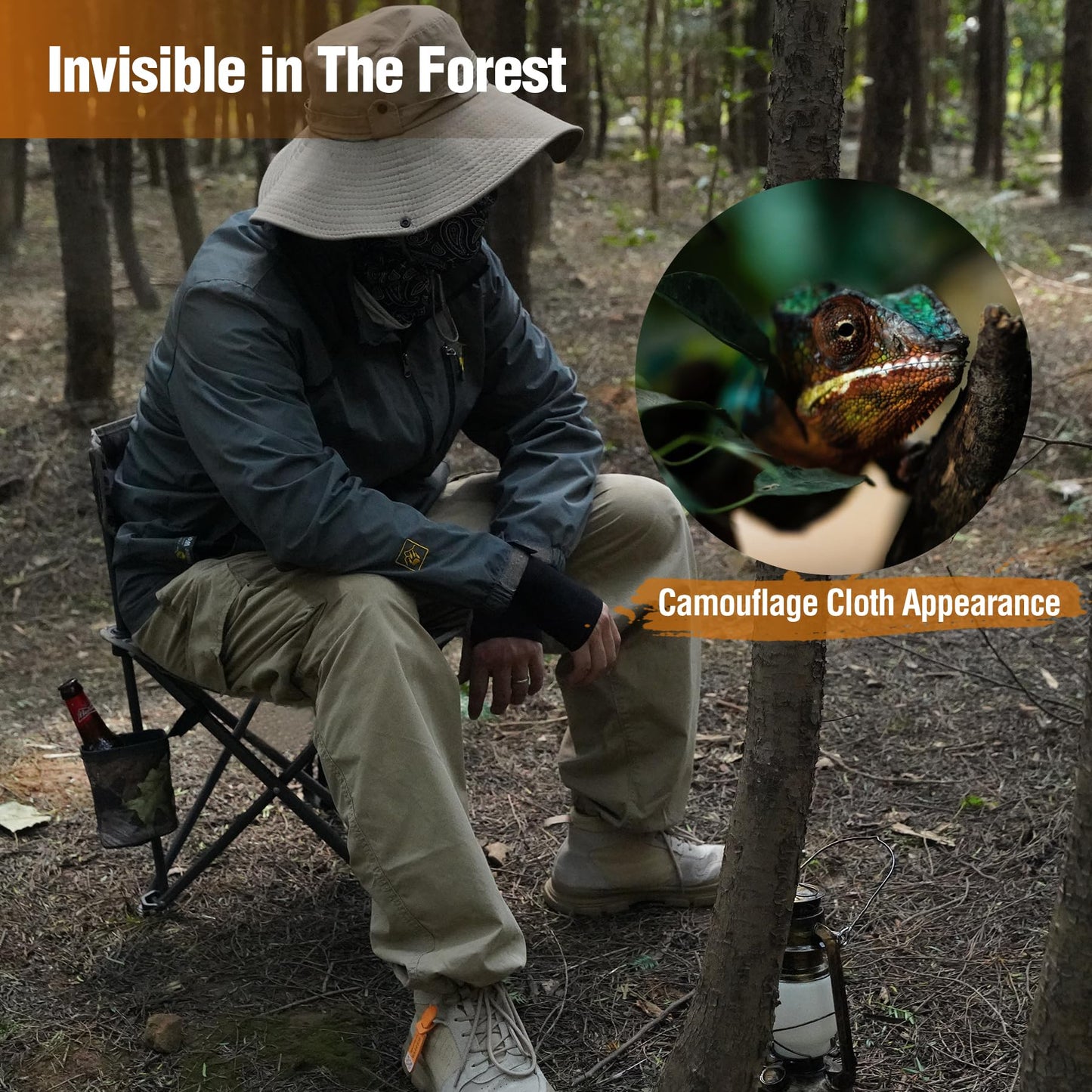 REDCAMP 2 Pack Tripod Hunting Chairs for Blinds, Folding Lightweight Portable Fishing Chair for Adults Hunting Stools with Backrest, Golf Chairs for Spectators, Camo