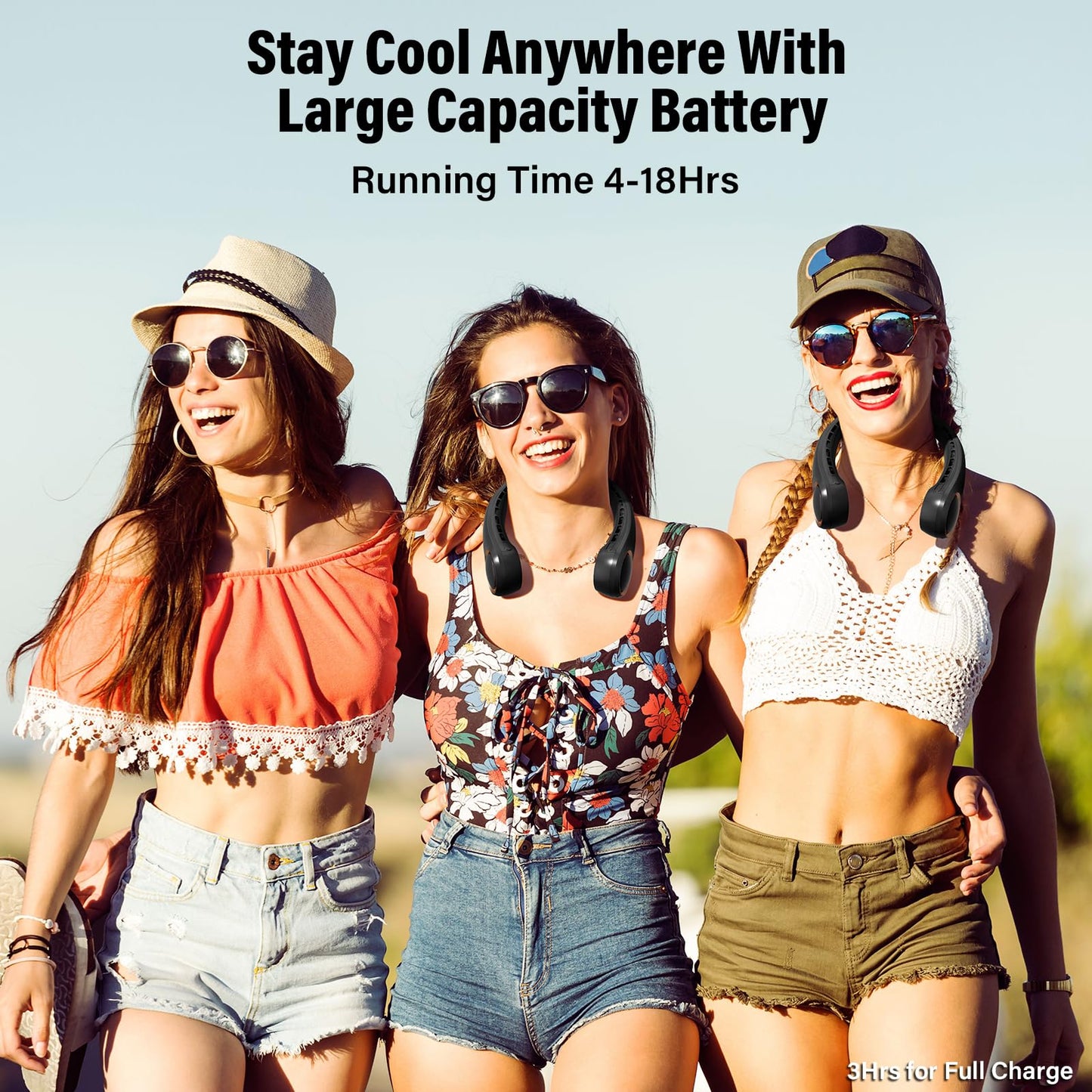 Portable Neck Fan Rechargeable, Personal Neck Cooling Fan, Hands Free Bladeless Fan, Ultra Quiet, 3 Speeds Adjustable Strong Wind, 4000 mAh Battery Operated, Gifts for Men Women Mom Dad(Black), Small