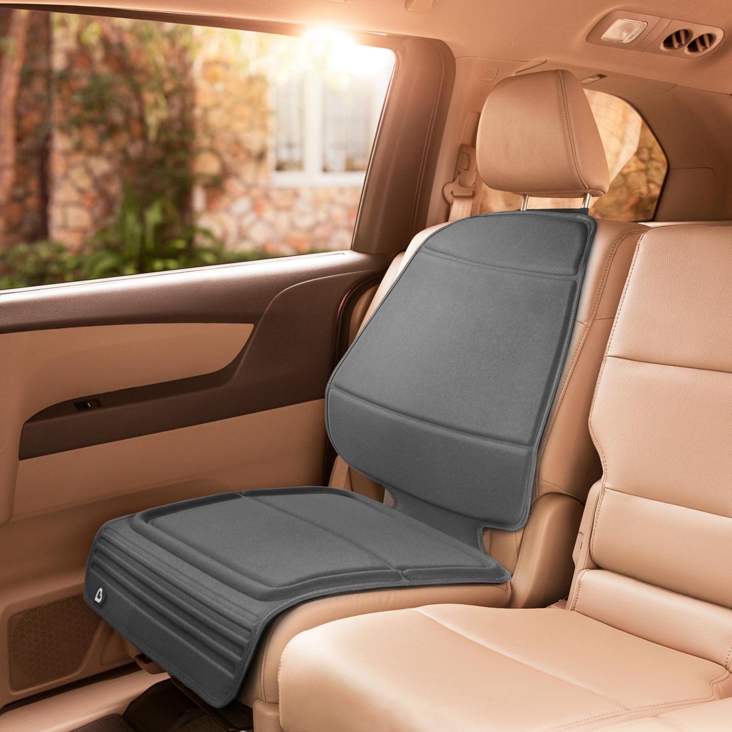 Munchkin Child Car Seat Protector, Elite Seat Guardian with Grime Guard Fabric, Dark Grey