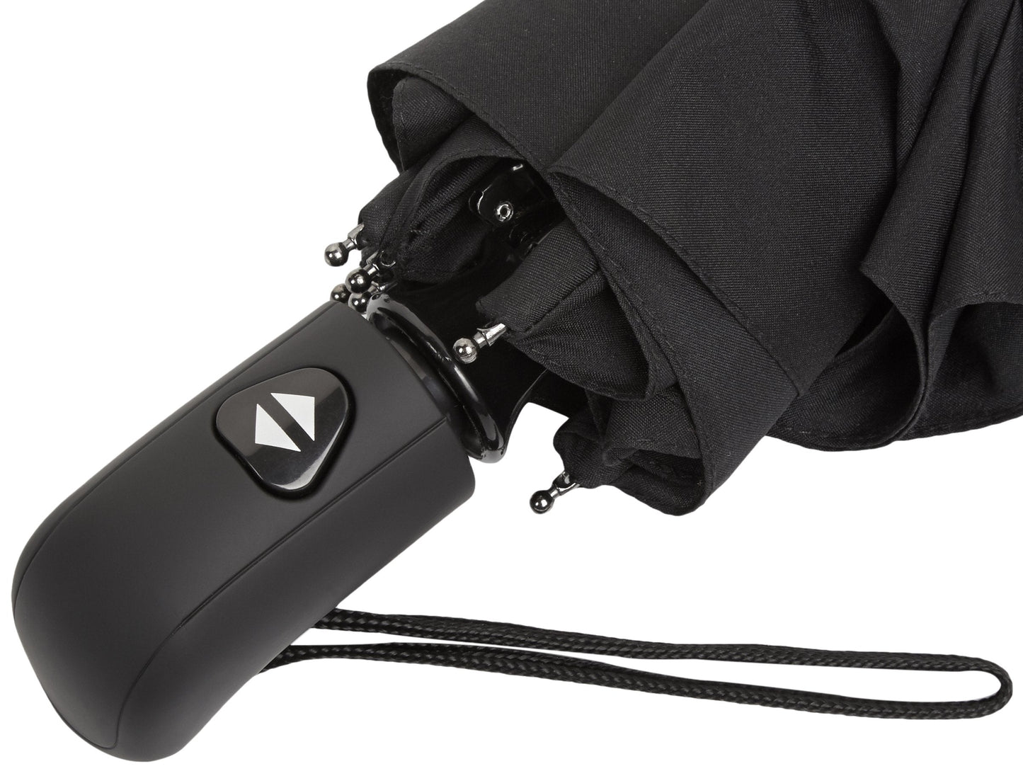 Amazon Basics Round Travel Umbrella for Rain, Wind-proof Compact Umbrella with Wind Vent, Auto Open/Close, Strong Alloy Steel Frame, Compact Size for Backpacks/Handbags (11" Long When Closed), One Size, Black