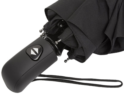 Amazon Basics Round Travel Umbrella for Rain, Wind-proof Compact Umbrella with Wind Vent, Auto Open/Close, Strong Alloy Steel Frame, Compact Size for Backpacks/Handbags (11" Long When Closed), One Size, Black