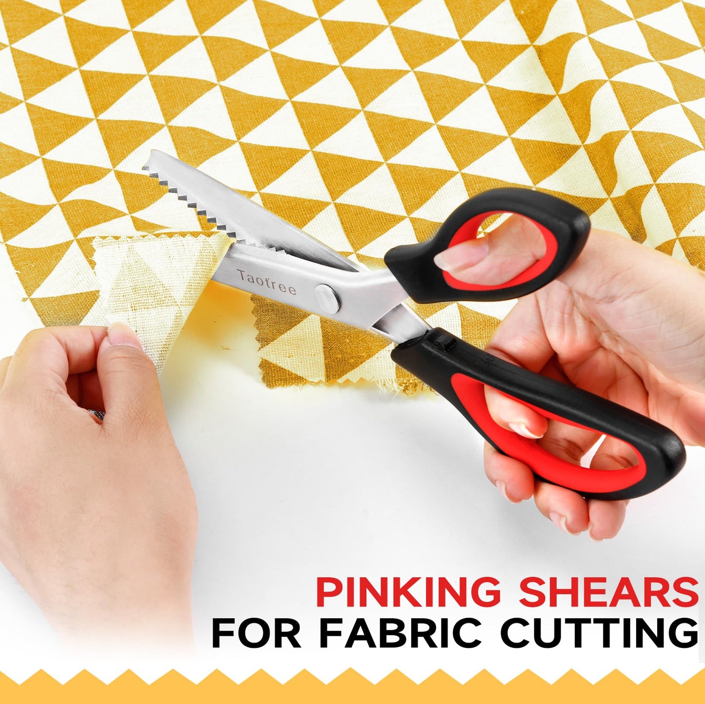 Pinking Shears for Fabric Cutting, Taotree 9.5" Sewing Scissors, Zig Zag Craft Scissors Decorative Edge, Fabric Sewing Supplies, Professional Handheld Dressmaking Arts Crafting Scrapbooking Supplies