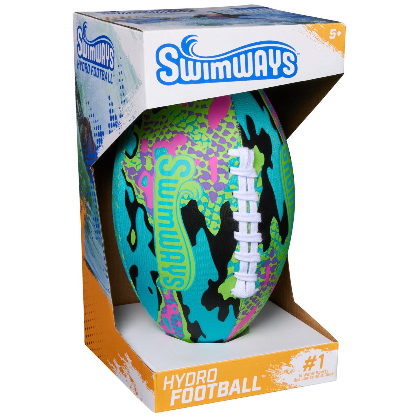 SwimWays Hydro Waterproof Football, Outdoor Games for Adults and Kids, Swimming Pool Accessories and Pool Party Games,9.25 Inches, Blue