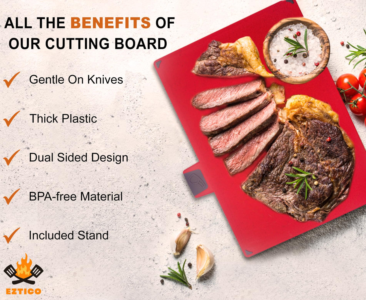 EZTICO 4-Piece Non-Toxic Cutting Board Set with Premium Scissors – BPA-Free Plastic and Rubber Chopping Boards for Kitchen Essentials with Organizer, Dishwasher Safe Accessories Holder.