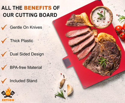 EZTICO 4-Piece Non-Toxic Cutting Board Set with Premium Scissors – BPA-Free Plastic and Rubber Chopping Boards for Kitchen Essentials with Organizer, Dishwasher Safe Accessories Holder.