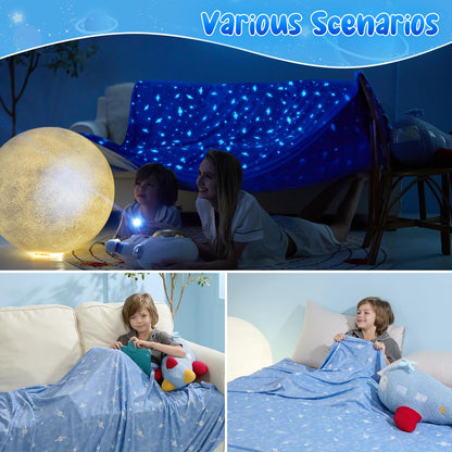 LUXEAR Cooling Blanket, Glow in the Dark Blanket Star Cosmic Cool Blanket for Boys Girls Gift Cooling Throw Blanket Keep Child/Adults Cool All Night Soft Breathable Summer Blanket for Bed Sofa 59x79in