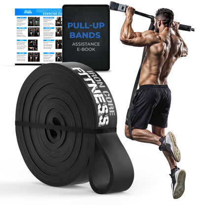 Pull Up Resistance Band – 28-50 lb Band for Men and Women – Long Loop Rubber Strap for Pull Ups, Push Ups, Speed Training & Assisted Dips – Black Thick Bands for Stretching & Mobility Workouts