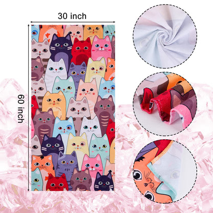 LIVILAN Large Kitten Cat Beach Towel, 30" X 60" Soft Microfiber, Absorbent, Quick Dry, Sand Free, Light, Multiuse for Bath, Pool, Swim, Cute Cat Gifts