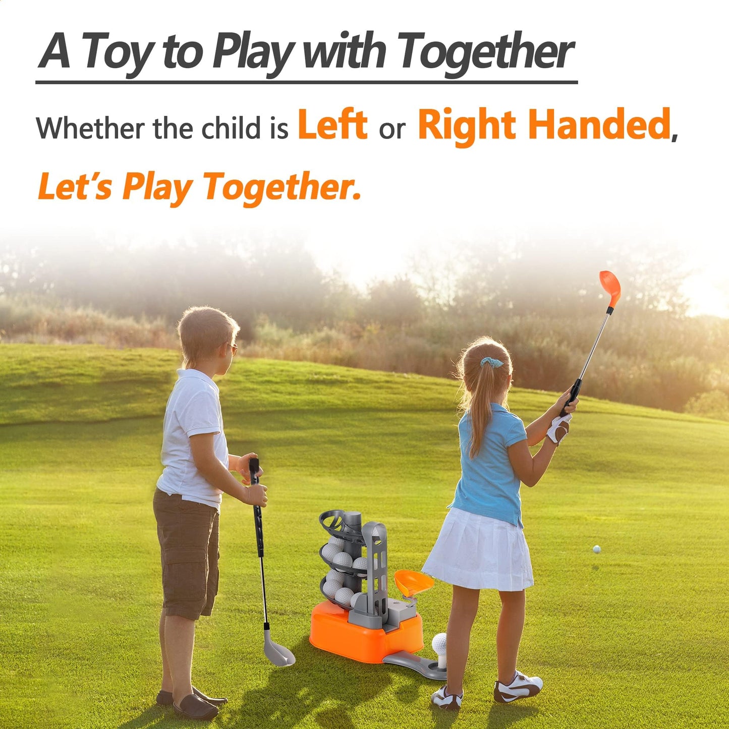 iPlay, iLearn Kids Golf Toys Set W/Left & Right Club Head, Boys Outdoor Sport Toy Age 3-5, Toddler Indoor Golf Ball Game, Child Exercise Active, Yard Play Birthday Gift 4 6 7 8 Year Olds Toddler Girl