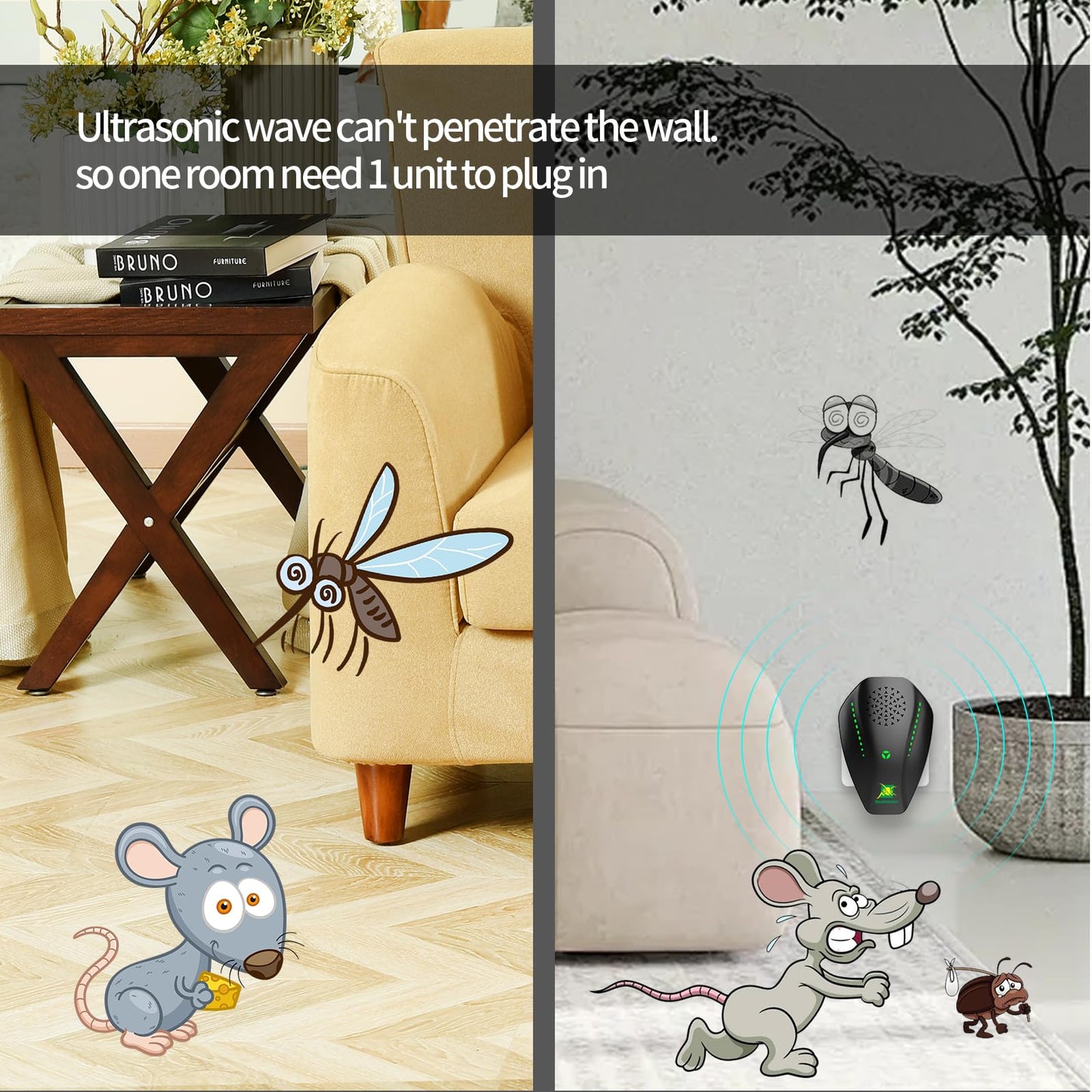 Neatmaster Ultrasonic Pest Repeller, Electronic Pest Repellent Ultrasonic Plug in for Roach, Mosquito, Mice, Spider, Ant, Flea, Bug, Pest Control for House Garage Office Hotel