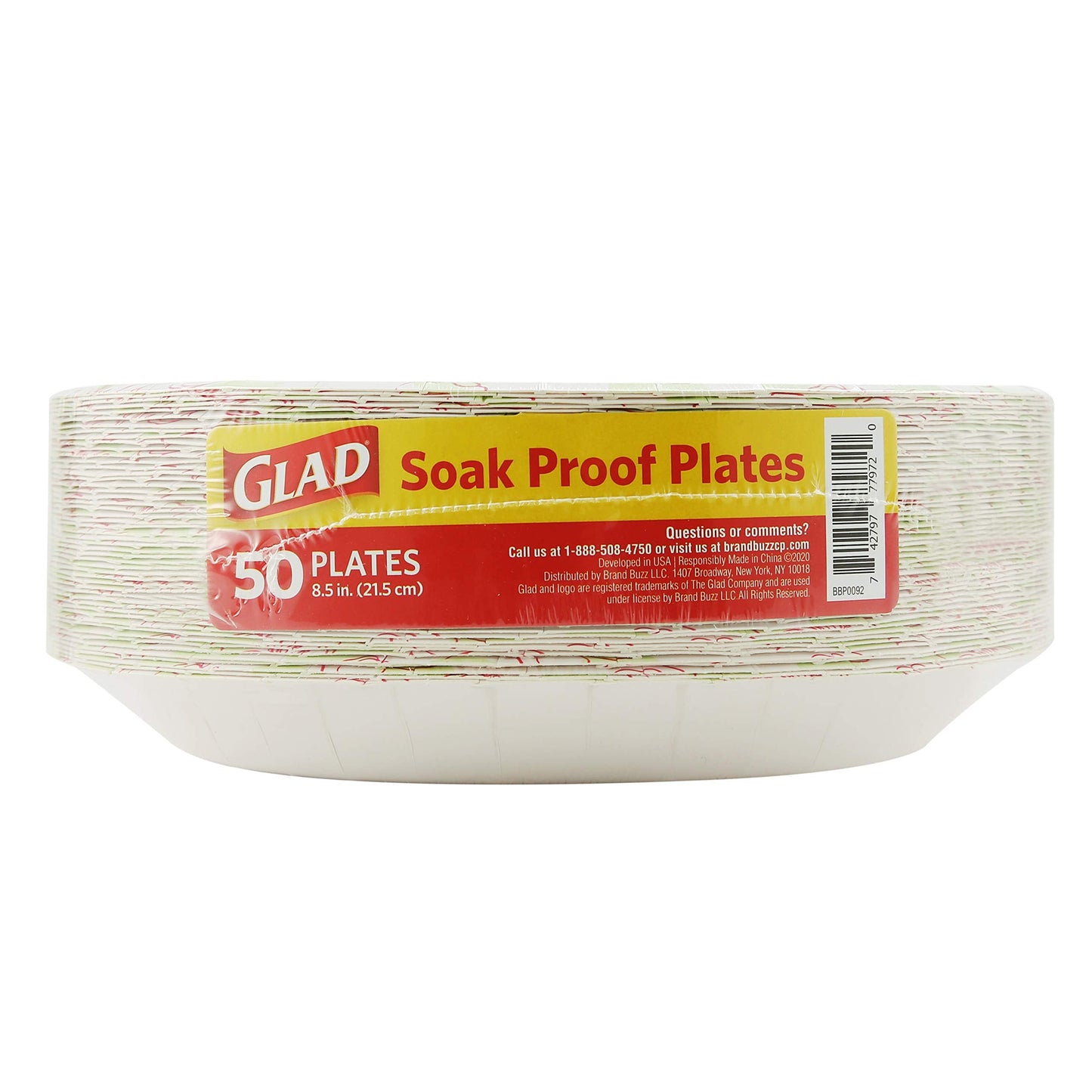 Glad Disposable Paper Plates, 8.5"| Round Soak Proof, Cut Proof, Microwaveable Heavy Duty Disposable Plates |50 Count Bulk Paper Plates, Pink Flower Print| Paper Plate for Parties, Dinner Paper Plates