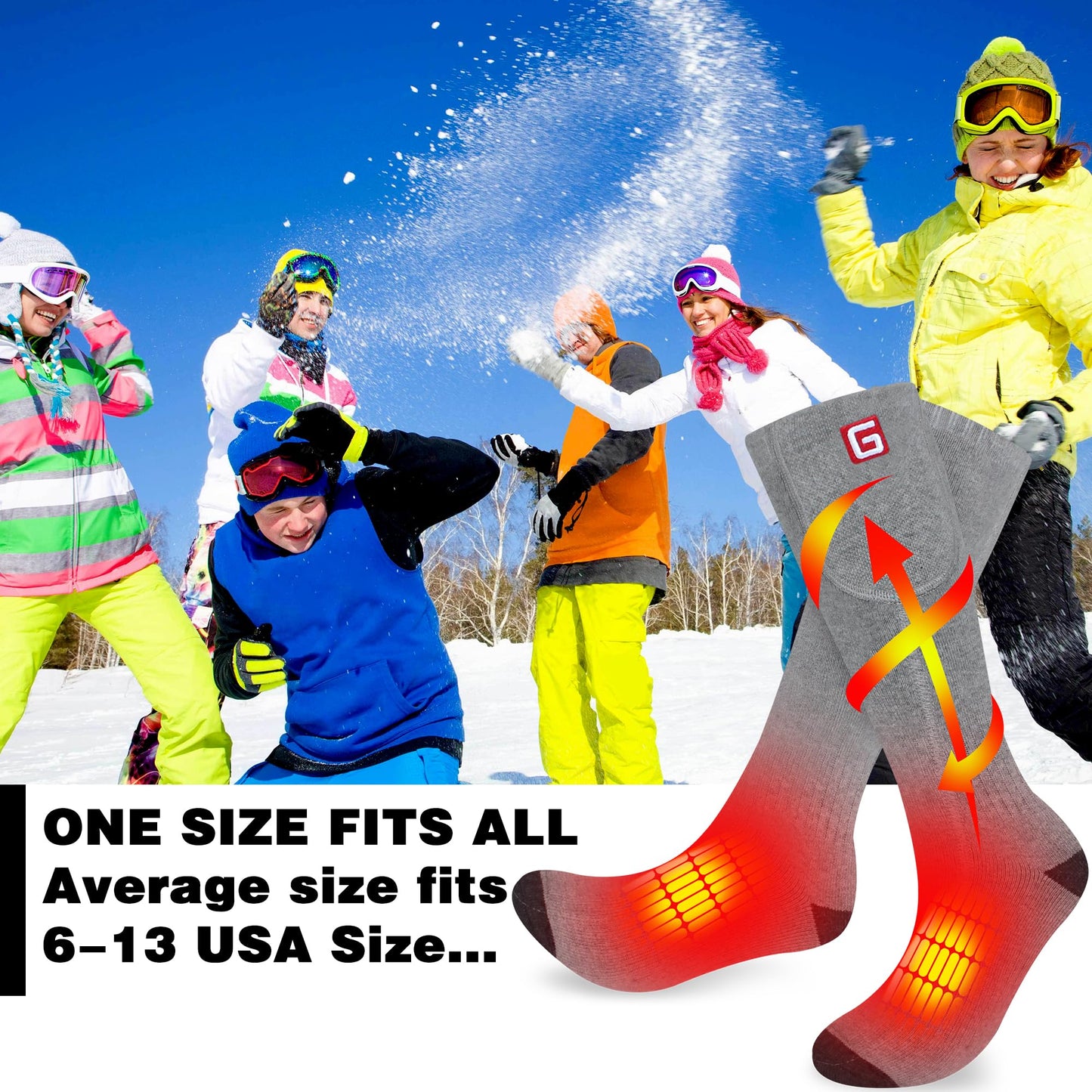 Heated Socks Men's Rechargeable Electric Winter Socks Battery Powered Cold Weather Sox Washable Arthritis Feet Warmer for Winter Skiing Hunting Camping Oudoot Work