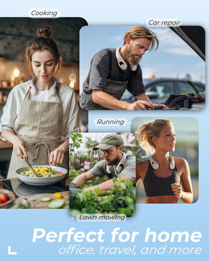 Neck Fan, Personal Fan with LED Display, USB-C Rechargeable, 4000mAh-Battery, 3-Speed Adjustment & Whisper-Quiet Operation, Perfect for Home, Travel, Sports