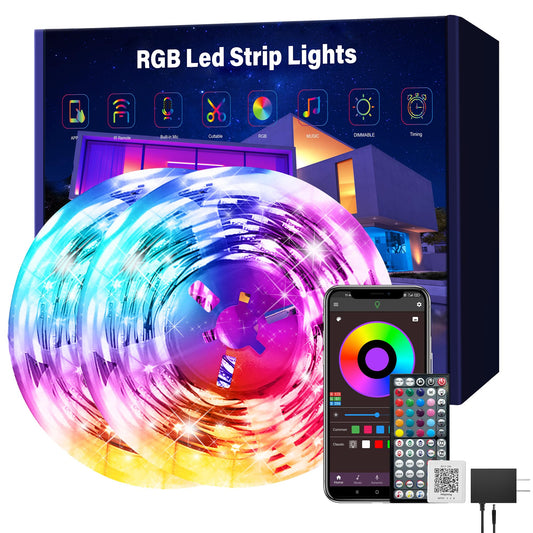 Ledagic Led Lights for Bedroom 150 ft (2 Rolls of 75ft), Music Sync RGB Led Strip Lights with Remote App Control, Color Changing Led Lights for Room Home Kitchen Party Decor