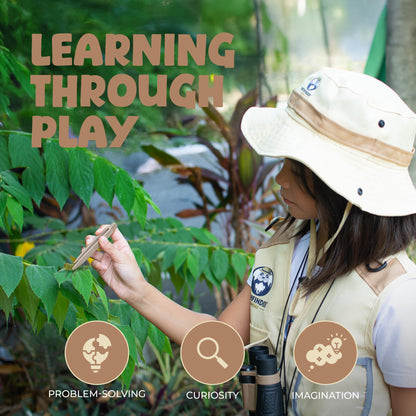 Kids Bug Catching Kit - Complete Explorer Kit with Safari Vest, Hat & More - Cute Dress-Up Safari Costume, or Zoo Keeper - Outdoor Explorer Set & Bug Toys for 3-7 Year Old Boys Girls + Adventure Book