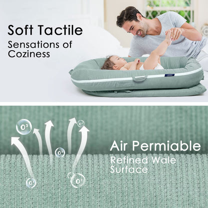 MEXXI Baby Nest Replacement Cover | Premium Quality Cotton | Hypoallergenic Lounger Cover Cotton Newborn Lounger Cover(Cover Only) (Corduroy Sage Green)