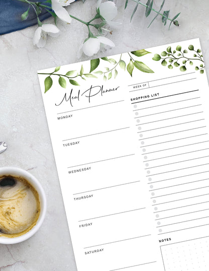 Magnetic Meal Planning Pad for Fridge 52 Undated Tear-off Sheets, 6x9 Inch Meal Planning Notepad for Meal Planner & Grocery List with Magnet, Weekly Meal Planner with Tear Off Shopping List