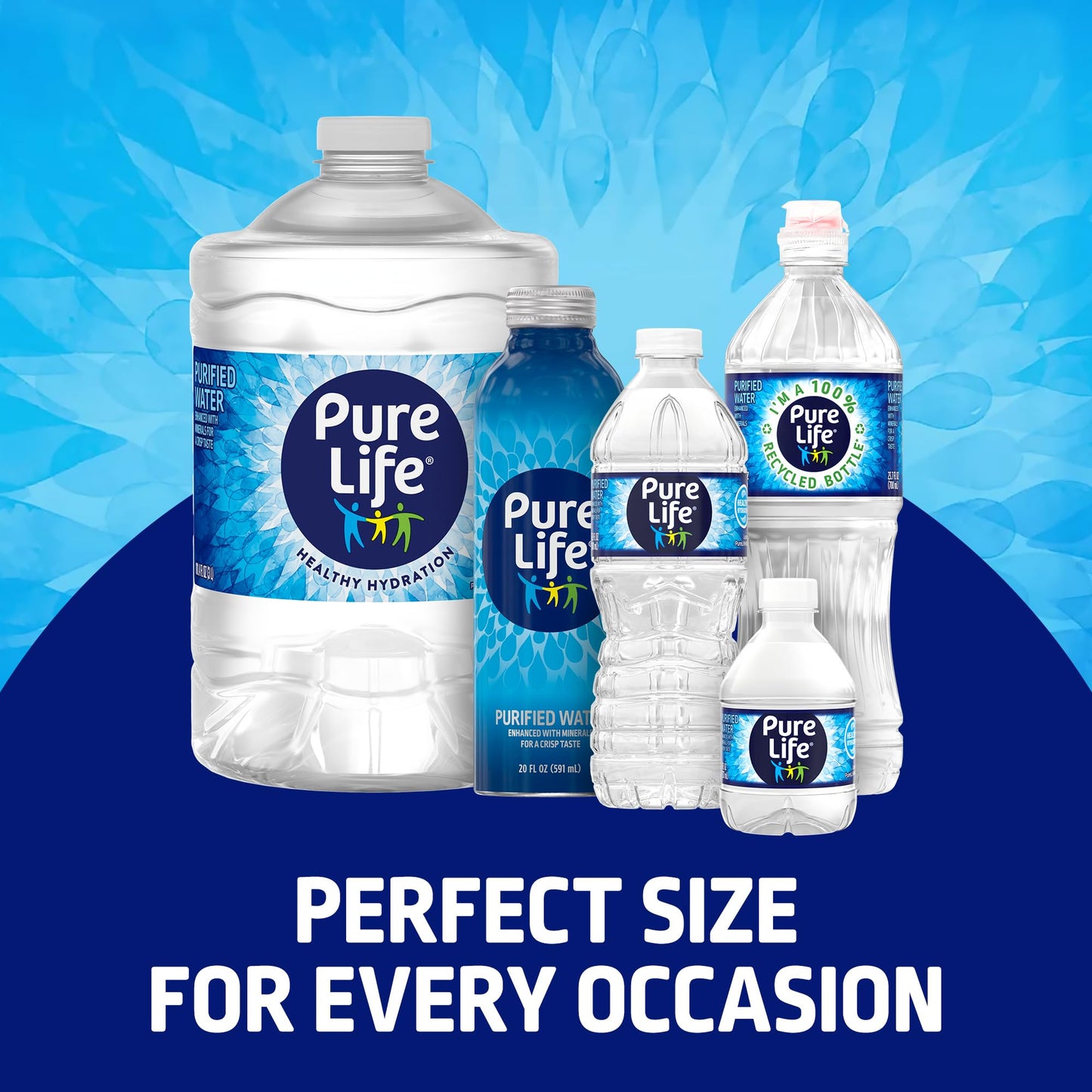 Pure Life Purified Water Bottles, 24 Pack - Still Bottled Water Enhanced with Minerals for a Crisp Taste, Plastic Bottles - 16.9 Fl Oz