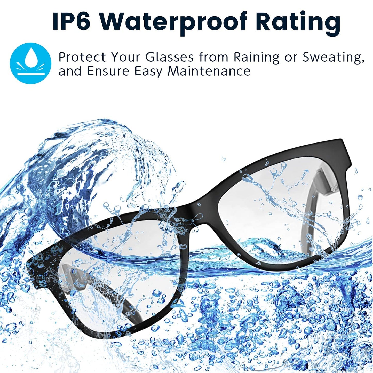 QZTELECTRONIC Smart Bone Conduction Glasses Bluetooth with Open-Ear Headphones, Photochromic Blue Light Blocking Lenses, IPX6 Waterproof, Hands-Free Calls/Music, Ideal Gifts for Dad/Men-Upgraded