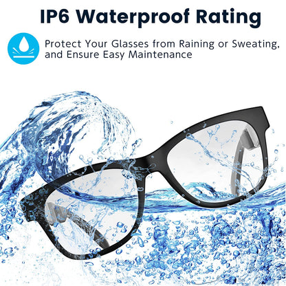 QZTELECTRONIC Smart Bone Conduction Glasses Bluetooth with Open-Ear Headphones, Photochromic Blue Light Blocking Lenses, IPX6 Waterproof, Hands-Free Calls/Music, Ideal Gifts for Dad/Men-Upgraded