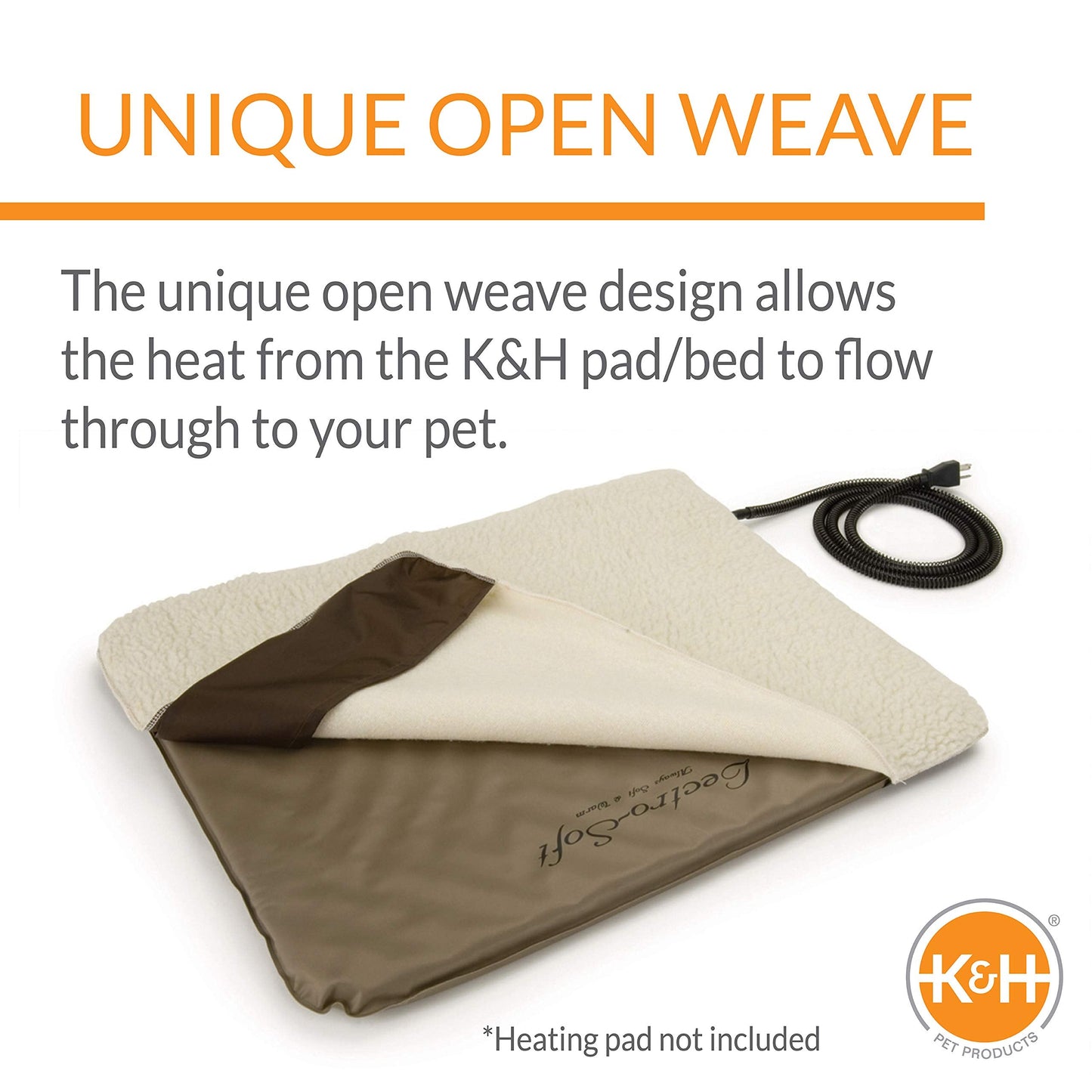 K&H Pet Products Lectro-Soft Outdoor Heated Dog & Cat Bed Replacement Cover, Fits K&H Lectro-Soft Large Beds (Heated Bed Sold Separately), Machine Washable Soft Fleece Cover - 36 X 25in