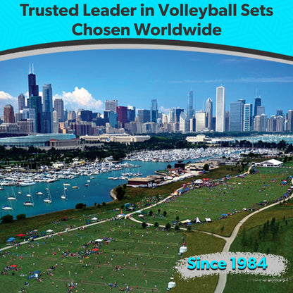 Park & Sun Sports Tournament Flex 1000: Portable Outdoor Volleyball Net System, Blue