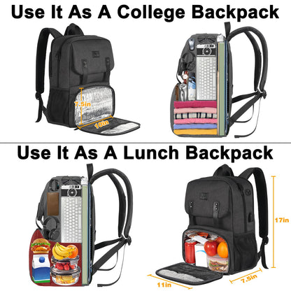 MATEIN Lunch Backpack with Cooler Compartment, 15.6 Inch Insulated Lunchbox Backpacks with USB Port for Men Work, Water Resistant Lunch Bag Travel Laptop Dackpack for College Business, Gifts for Women