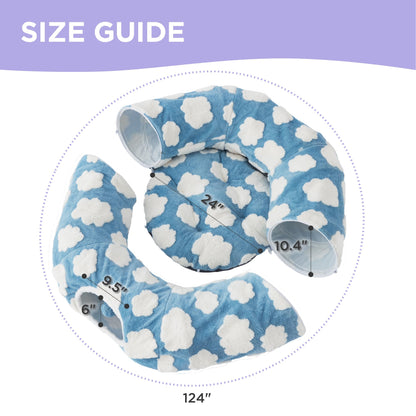 Lesure Large Cat Tunnel Bed - Cute Donut Bed for Indoor Cats with Washable Circle Cushion, Round Pet Peekaboo Cave Toy for Multi Kitten/Puppy/Rabbit, Large Blue