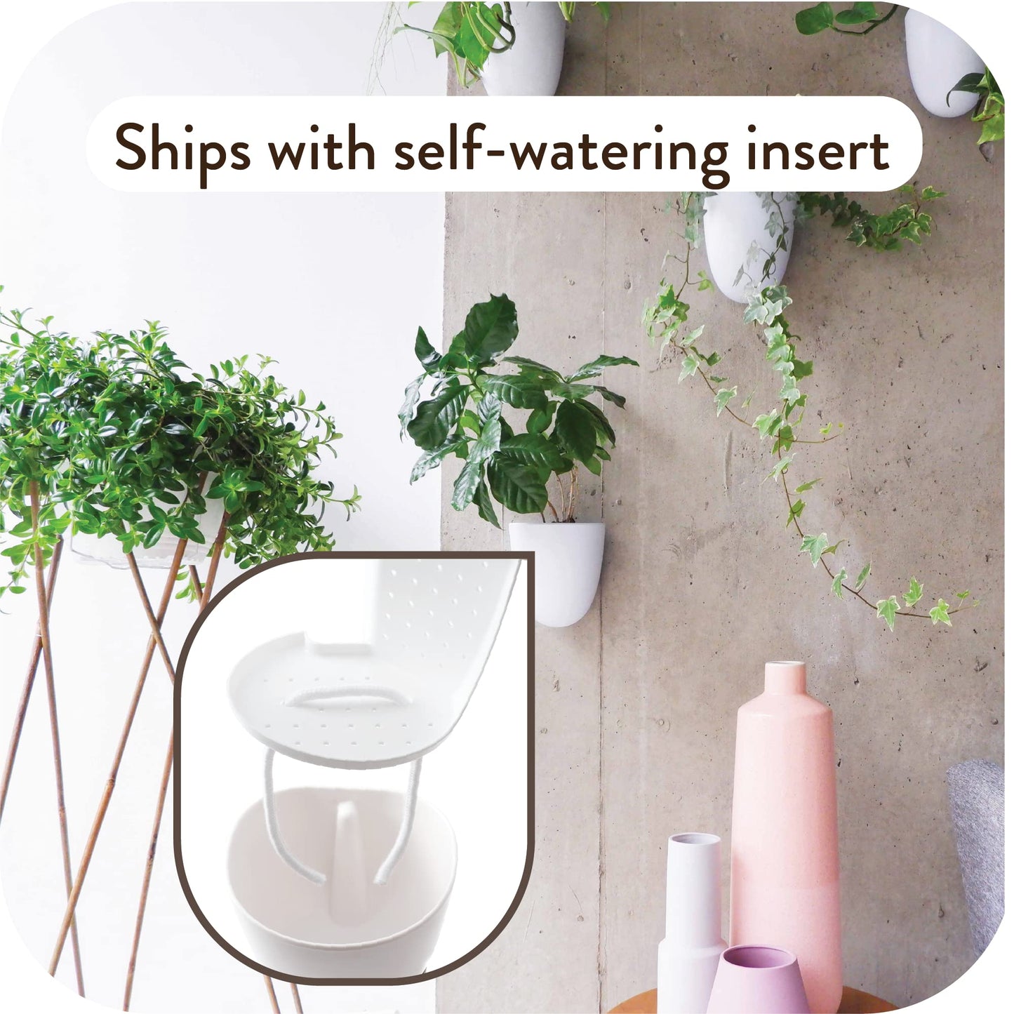 PlantPod Luxe - Self-Watering Wall Planters (Set of 6) - Easy to Water and Install - Lightweight - Design Your Own Vertical Garden - Wall Planters for Indoor Plants