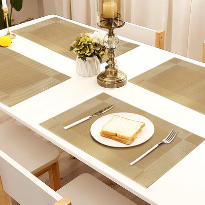 Placemats Set of 6, Place Mats for Kitchen Dining Table, Heat-Resistant Anti-Skid Stain Washable PVC Table Mats, Easy to Cleaning Woven Vinyl Dinner Mats