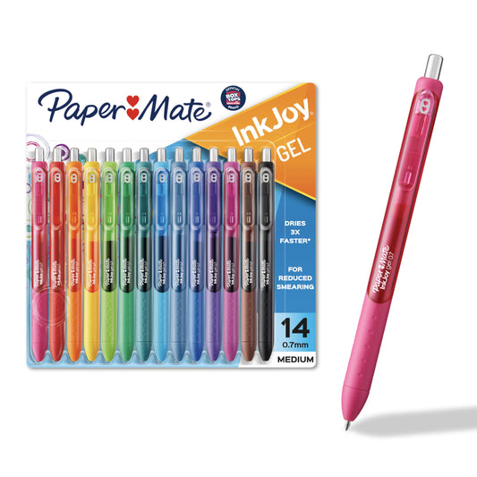 Paper Mate Colorful Gel Pens - InkJoy Gel Pens Assorted Medium Point (0.7). Perfect for Vibrant Colored Writing and Sketching with Paper Mate InkJoy 14 Count