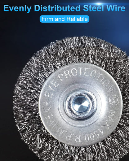 Rocaris 6 Pack Carbon Steel Wire Wheel and Pen Brush Set with 1/4-Inch Hex Shank for Rust Removal, Corrosion and Scrub Surfaces