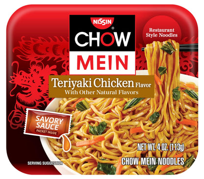 Nissin Chow Mein Noodles, Teriyaki Chicken, 4 Ounce (Pack of 8)