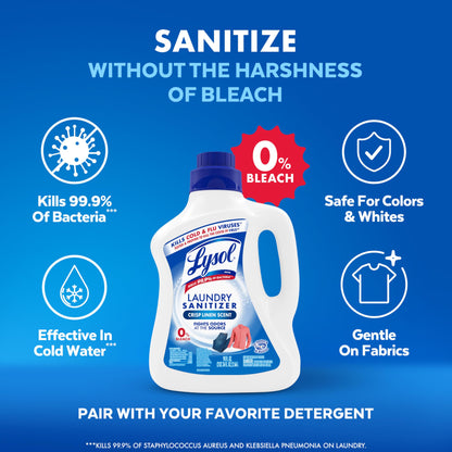 Lysol Disinfectant Laundry Sanitizer & Scent Booster, Laundry Detergent Additive, Color Safe Bleach Alternative, Laundry Odor Eliminator, Kills Bacteria & Viruses, Crisp Linen Scent, 90 Fl Oz