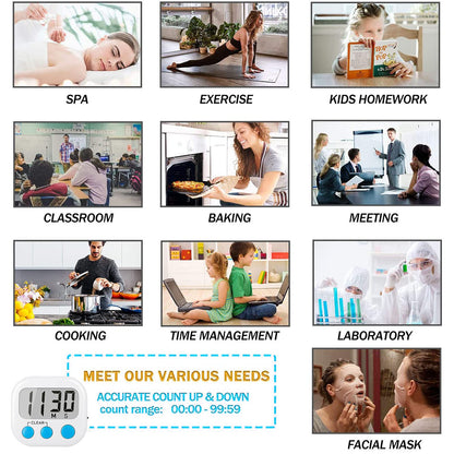 12 Pack Digital Kitchen Timers for Cooking Magnetic Timer for Cooking Loud Alarm White