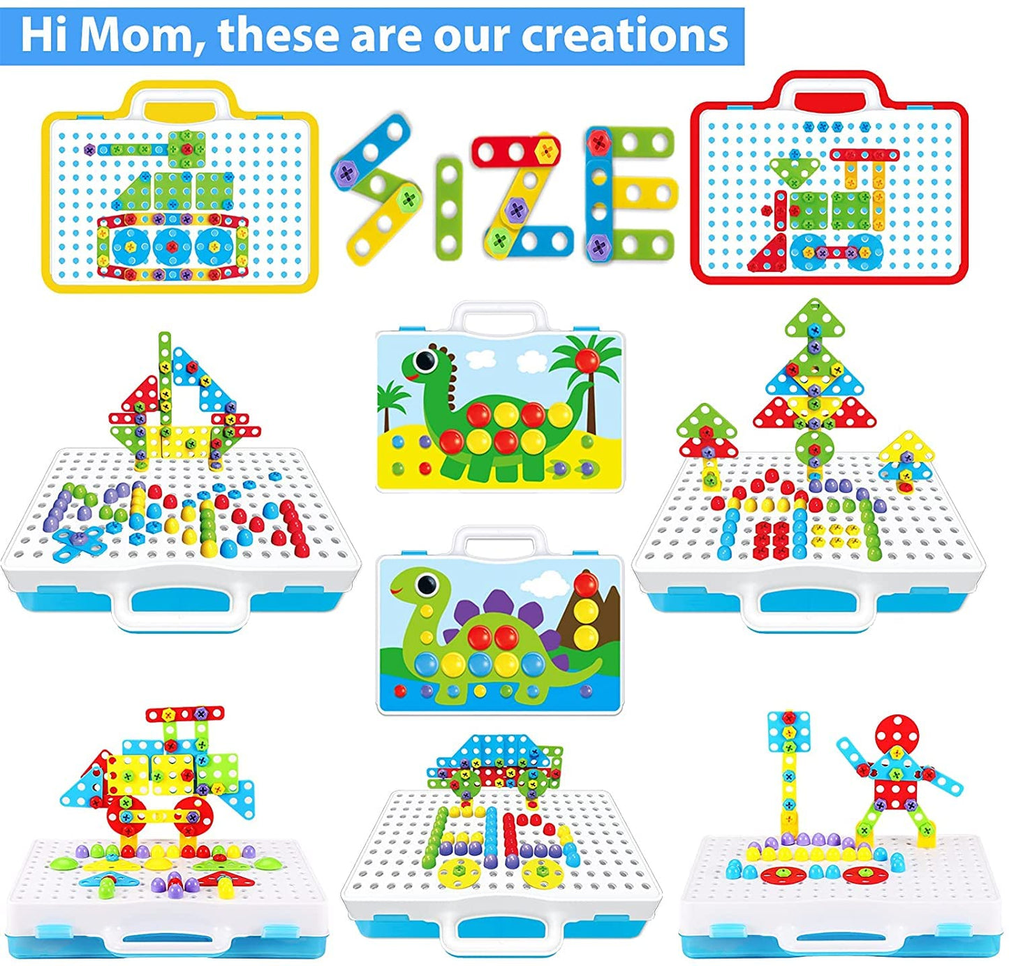 Parhlen Educational Toys Building Blocks, 244 Pieces Electric Screwdriver DIY Building Toys for Boys and Girls, Educational Construction Building kit for Kids Ages 4 5 6 7 8 9 10 Year Old