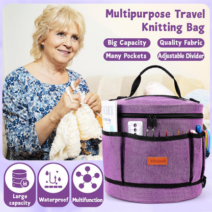 Katech Crochet Kit for Beginners, Beginner Crochet Kit for Adults and Kids Crochet Kits Includes Crochet Hooks Knitting Bag Crochet Yarn for Crocheting Instruction Knitting Kit Crochet Supplies Gift