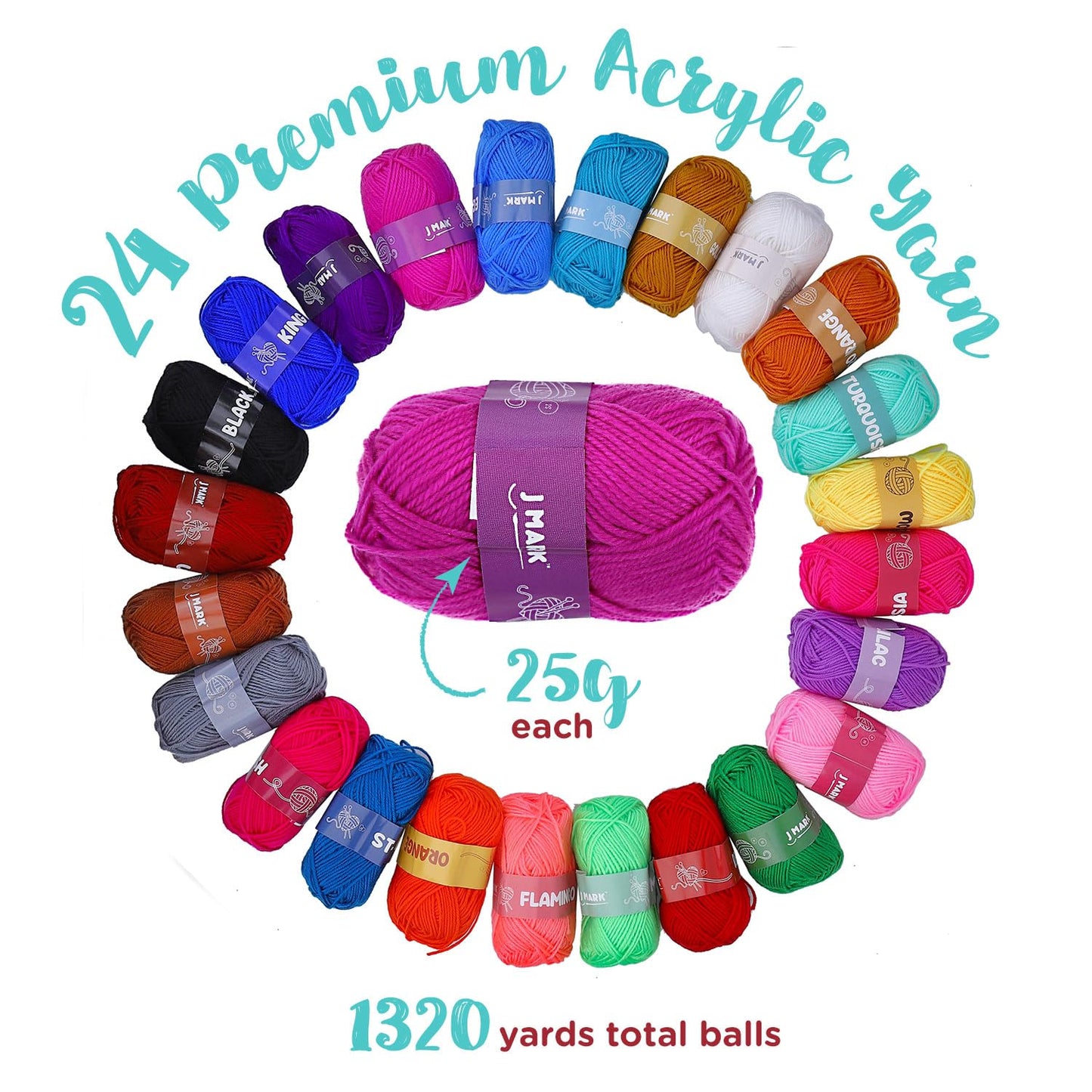 J MARK Crochet Kit for Beginners Adults -1320 Yards Crochet Set for Beginners, Crochet Starter Kit