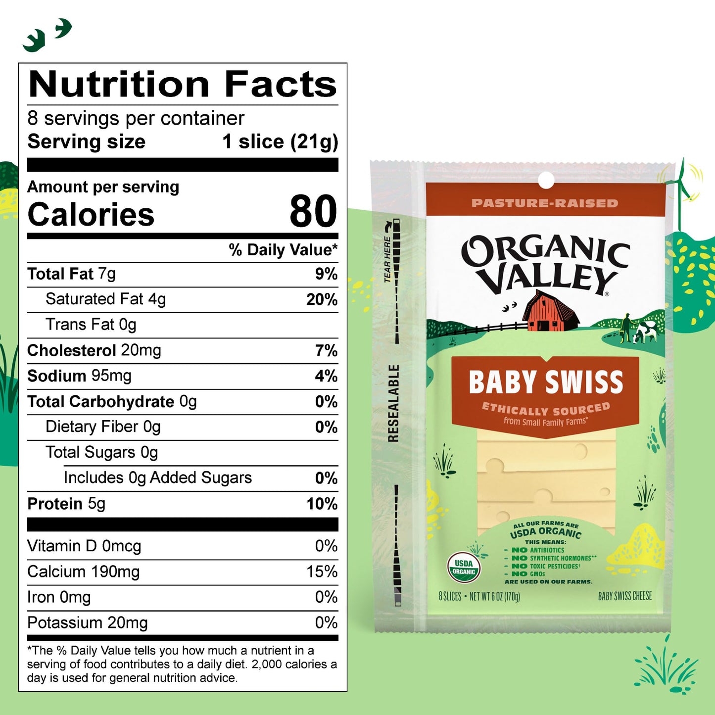 Organic Valley Alpine Style Organic Baby Swiss Cheese Slices