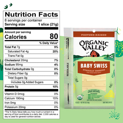 Organic Valley Alpine Style Organic Baby Swiss Cheese Slices