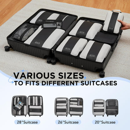 10 Set Compression Packing Cubes for Travel Essentials,Compressible Expandable Packing Cubes for Suitcase,OlarHike Luggage Organizer Bags for Travel,Handy Helper for Organizing Clothes(Black)
