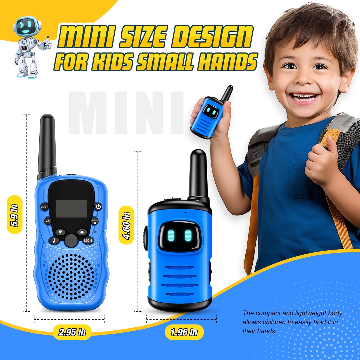 Kids Walkie Talkies Toys for Boys: comedyfun Mini Robots Walkies Talkies 2 Pack Birthday Gifts for 3 4 5 6 7 8 Year Old Boys Toys Age 4 5 6 7 8 Camping Outdoor Games